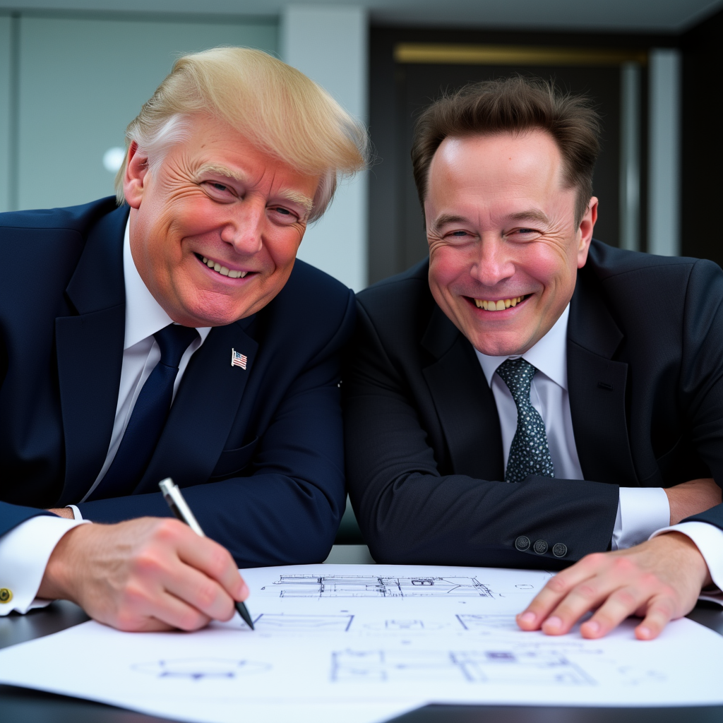 trump-elon-musk-working